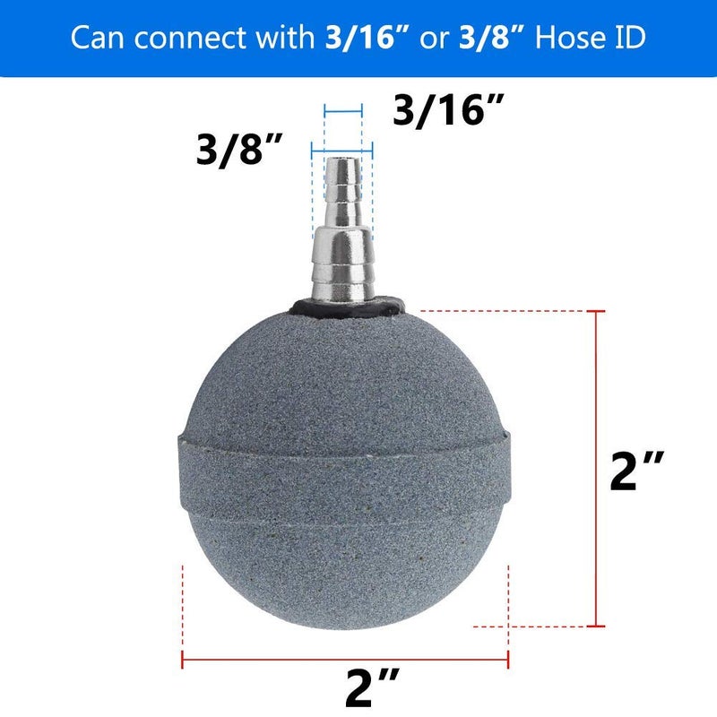 Feelers 2 Inch Crazy Air Stone Bubble Ball Shape Cylinder Fish Tank Oxygen Stone Bubbler Diffuser for Aquarium Hydroponic Growing System (Pack of 5) - Image 2